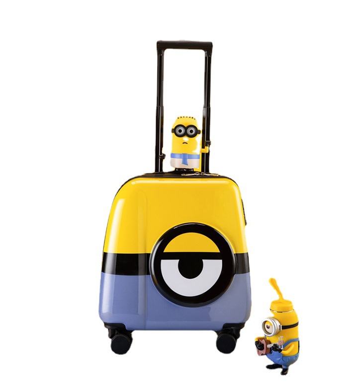 新款小黄人正版大眼萌拉杆箱拍立得儿童拉杆箱成人登机箱海关锁