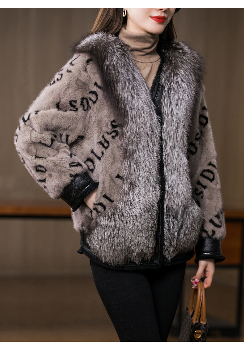 批发水貂皮草外套女士狐狸毛大毛领2021新款冬季貂毛韩版短款大衣