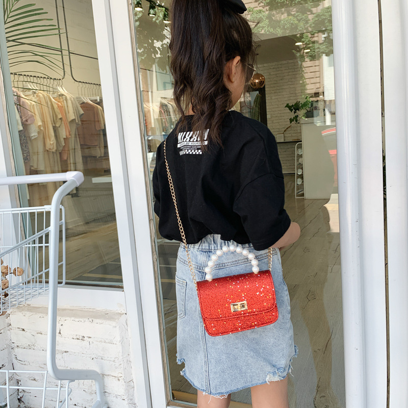 2021 New Summer Pearl Girls' Mini Bag Sequined Shoulder Bag Korean Casual All-Match Women Messenger Bag