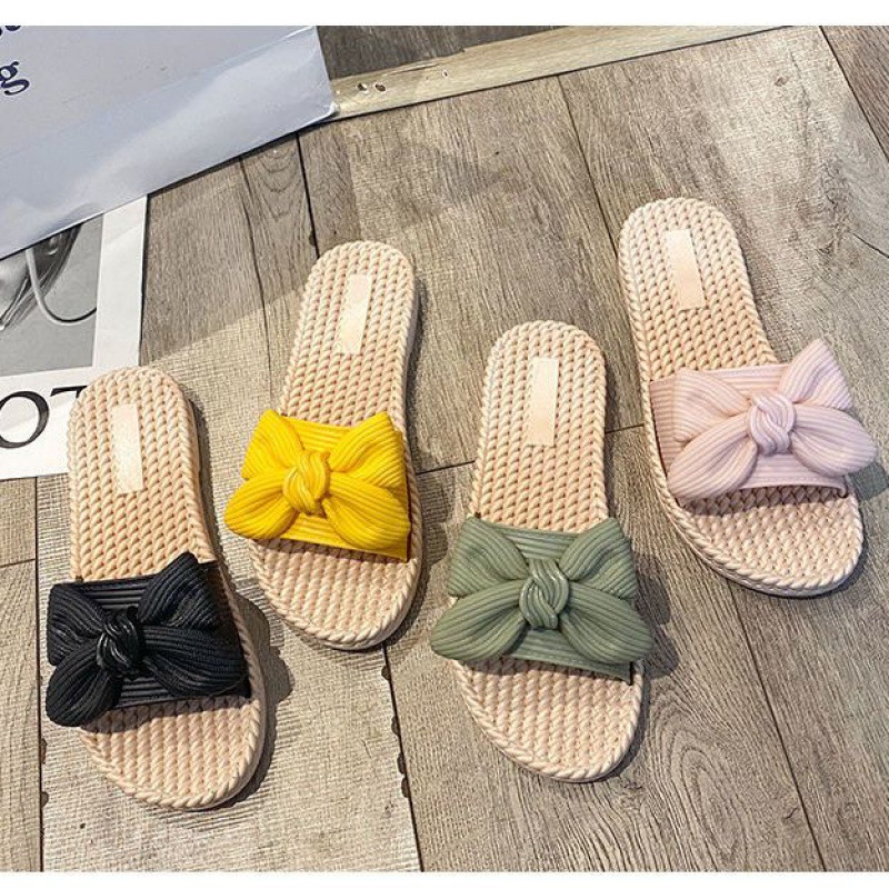 Slippers Slippers Women's Summer Outdoor Wear Autumn Fashion Bowknot New Internet Hot Korean Style Versatile Non-Slip Sandals