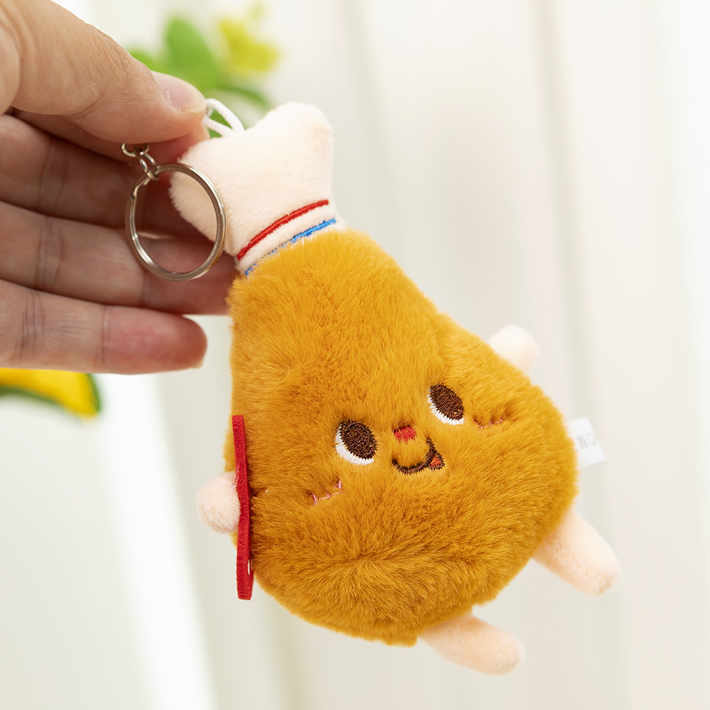 New Cute Hamburger Hot Dog Chicken Leg Plush Pendant Little Doll Boutique Prize Claw Doll Schoolbag Pendant Keychain