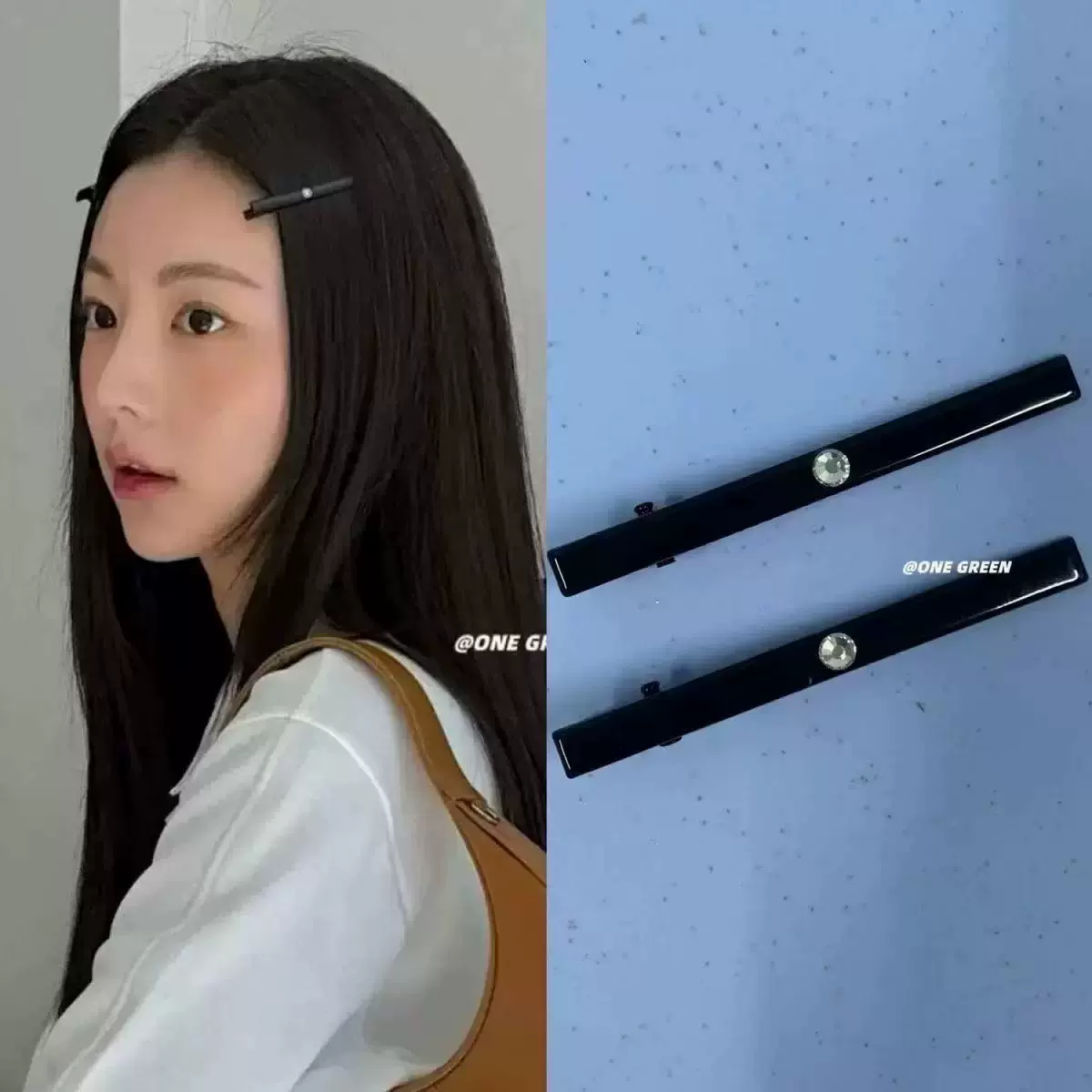 发财宅女同款黑色水钻发夹女侧边夹一字夹发卡前额刘海夹发饰夹子