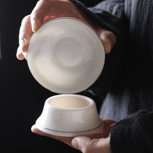 单茶海公杯羊脂玉白瓷公道杯茶漏一体组合家用分茶器陶瓷茶具过滤