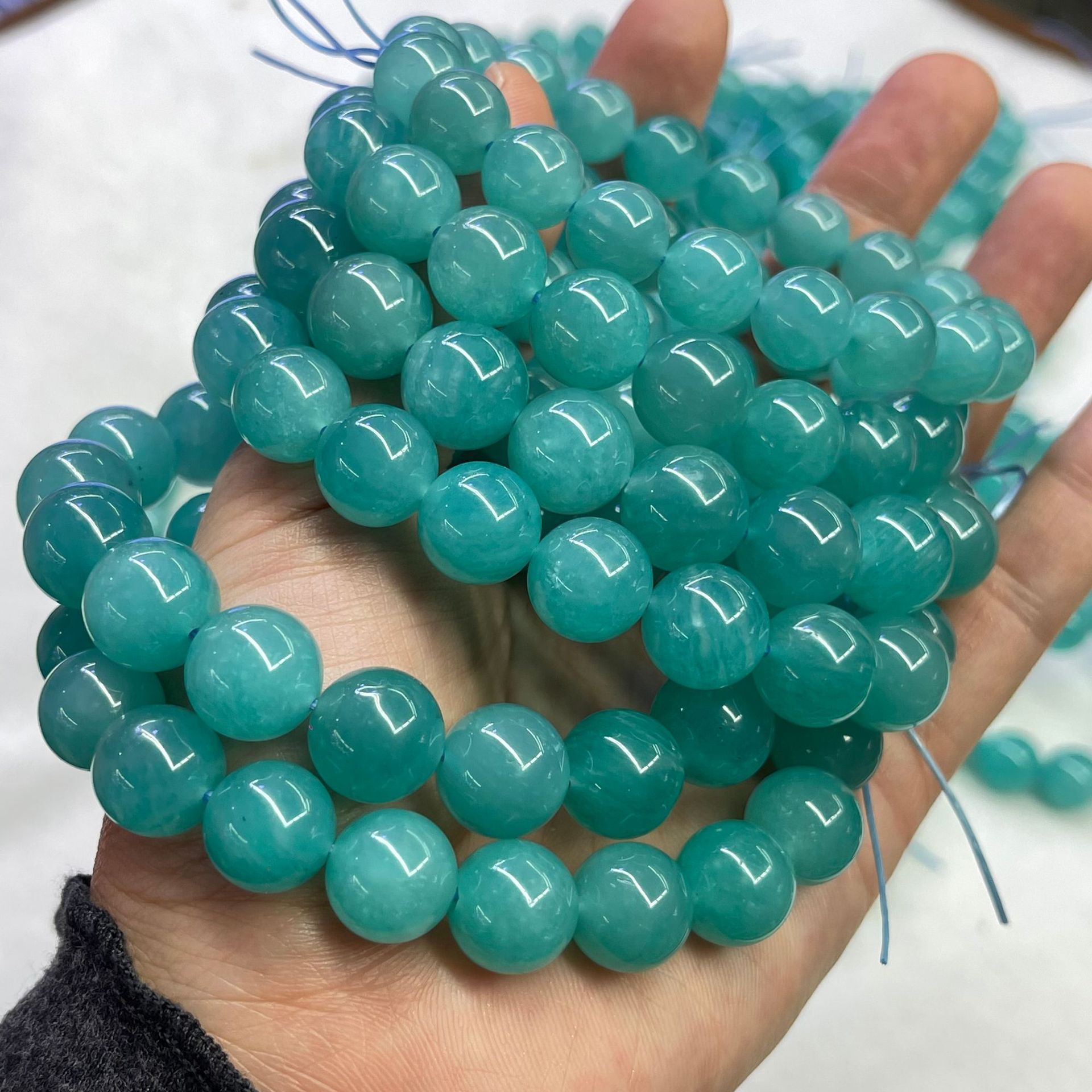 天然老坑料冰种天河石手串8-14mm 爆款 莫桑比克亚马逊天河石手链