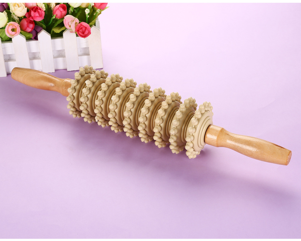 木制瑜伽按摩滚轮棒瘦身腰颈椎背肩腿部木质经络健身按摩器家用