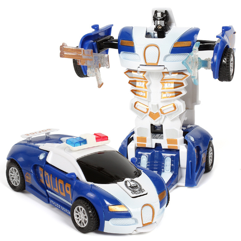 Stall Wholesale Children's Collision Inertia Transformer Impact One-Click Deformation Toy Car Children's Toy Car