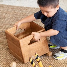 木质方形收纳箱可手提玩具储物箱办公桌面文件收纳筐客厅杂物整理
