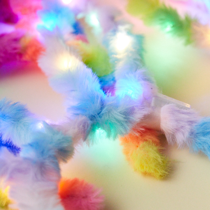 Luminous Toy Stall Headband Shiny Feather Rabbit Ears Barrettes Plush Headband Night Market Headdress Promotional Gifts