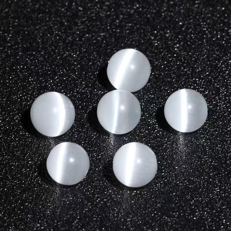 精选粉白猫眼石散珠子diy饰品配件手工编织串珠串珠周福字同款