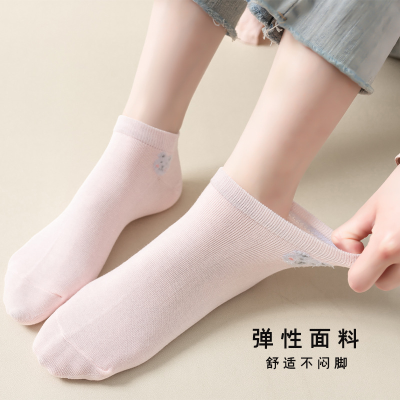 Women's Cotton Spring and Summer Cute Bear Socks Student Cotton Socks Deodorant Pure Cotton Sweat Absorbing Sports Women's Socks Spot