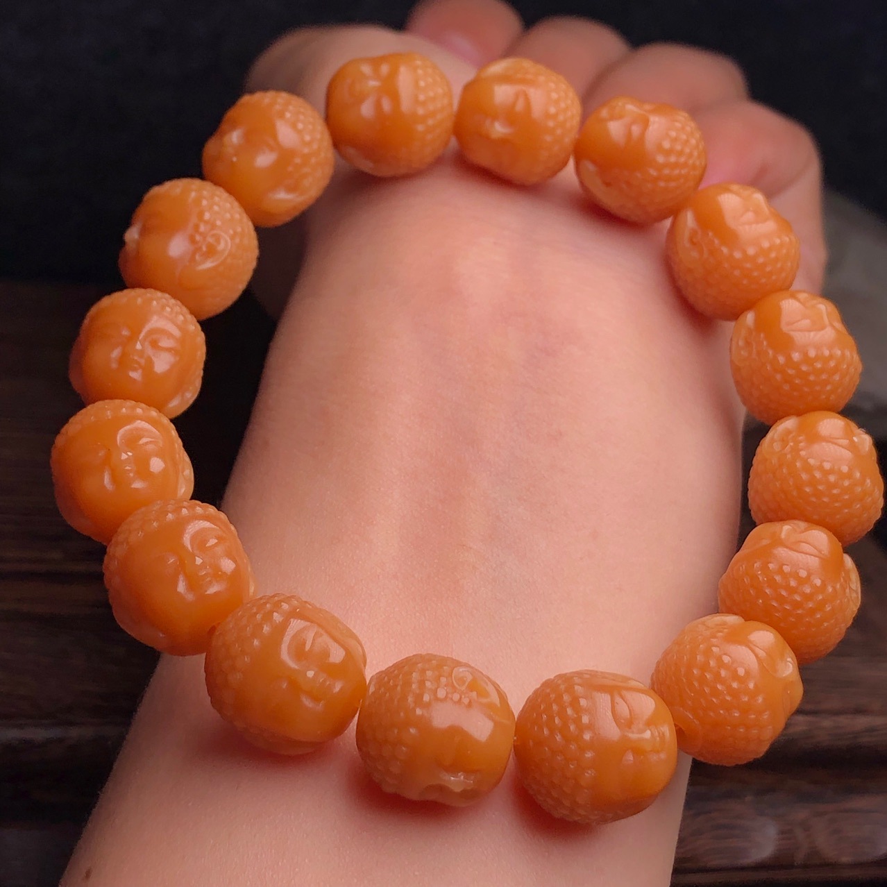 厂家批发 风化菩提雕刻宝宝佛手串 diy配饰菩提果手链 玉化菩提