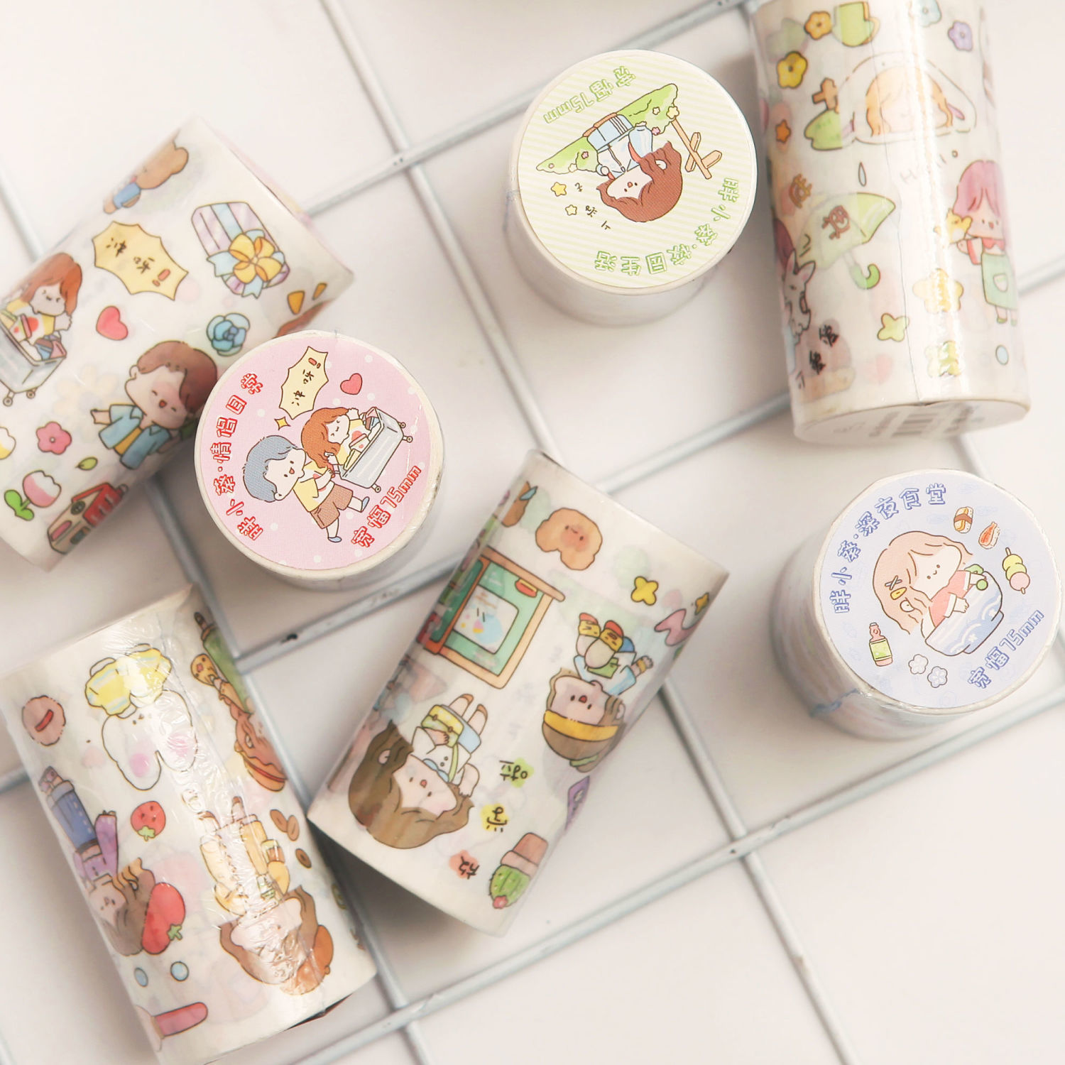 手帐胶带卡通人物贴纸胖小葵系列可爱少女风离型纸日记本装饰