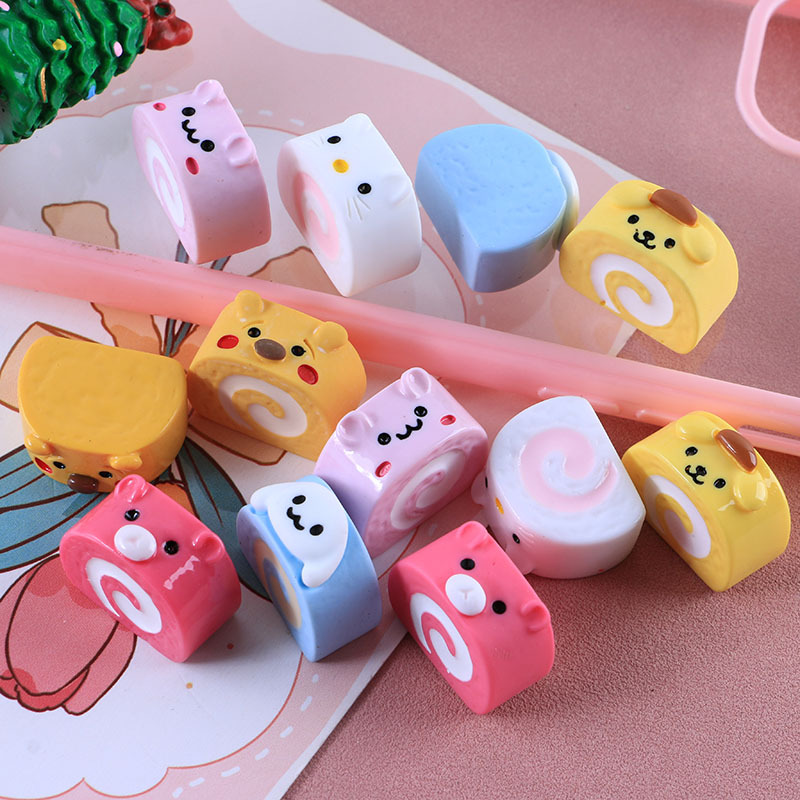 Three-Dimensional Cake Roll White Dog/Cat DIY Cream Glue Phone Case Stationery Box Hairpin Ornament Resin Accessories Batch