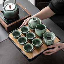 O1功夫茶具整套陶瓷泡茶壶茶盘简约茶台盖碗耐热玻璃小套装家用