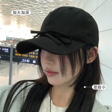 发财宅女同款蝴蝶结棒球帽女夏季百搭宽帽檐大头围显脸小鸭舌帽潮