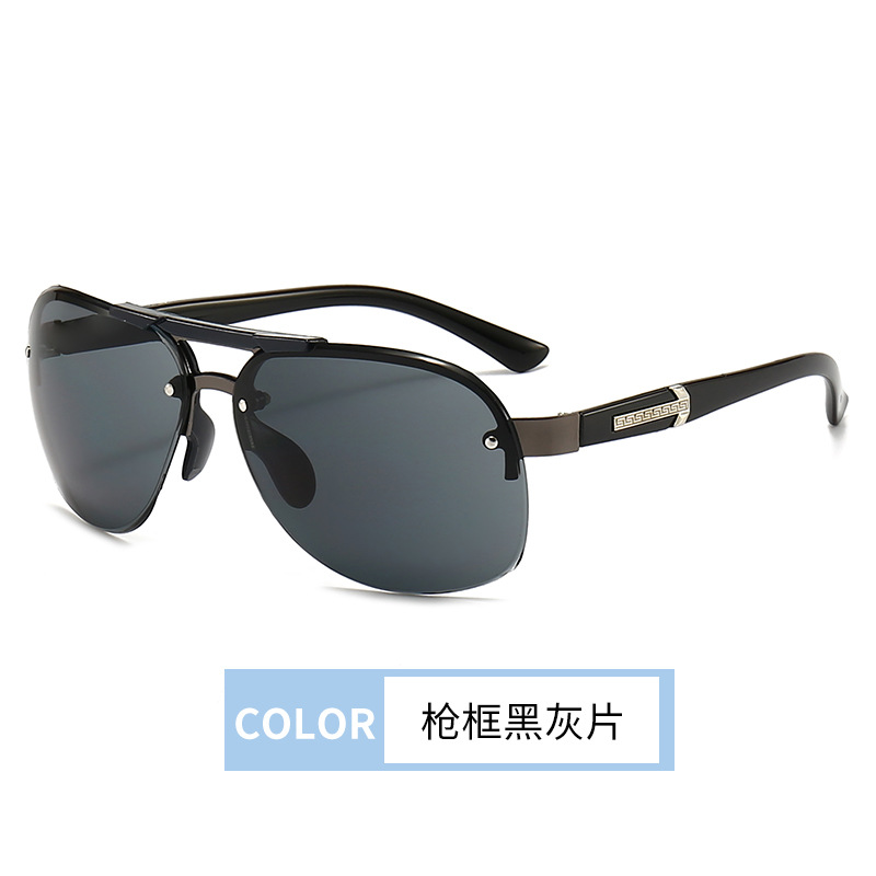Men's Sunglasses for Driving Rimless Personality Gradient Color Fishing Driving Glasses Uv Protection Pilot Sunglasses