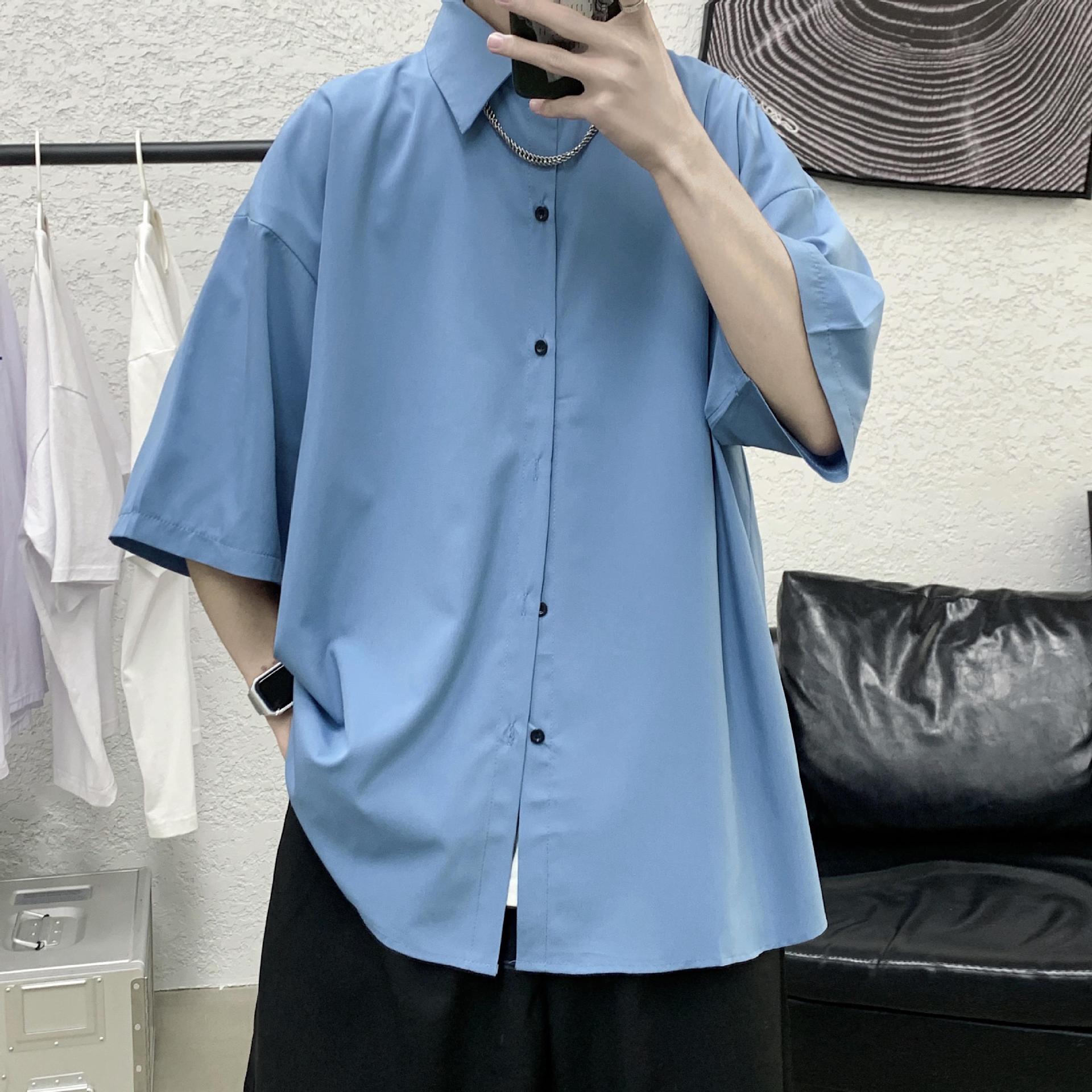 0成交11件2020中国风夏装复古男士七分袖衬衫盘扣开衫棉麻短袖衬衣一