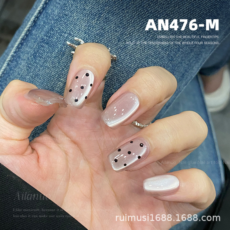 埃拉诺2024新玻璃珠猫眼胶波点美甲甲油胶粉色网红冰透晶石不发黑