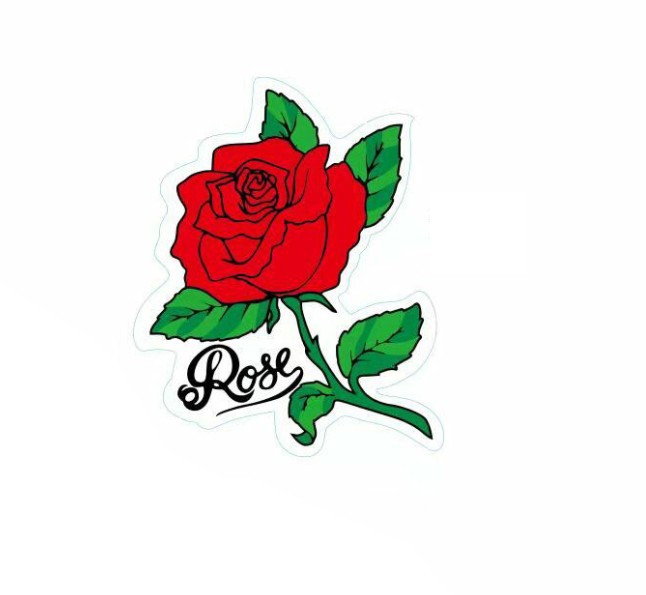 外贸rose玫瑰花车贴 pvg不干胶玫瑰花墙贴车贴纸玫瑰花贴纸