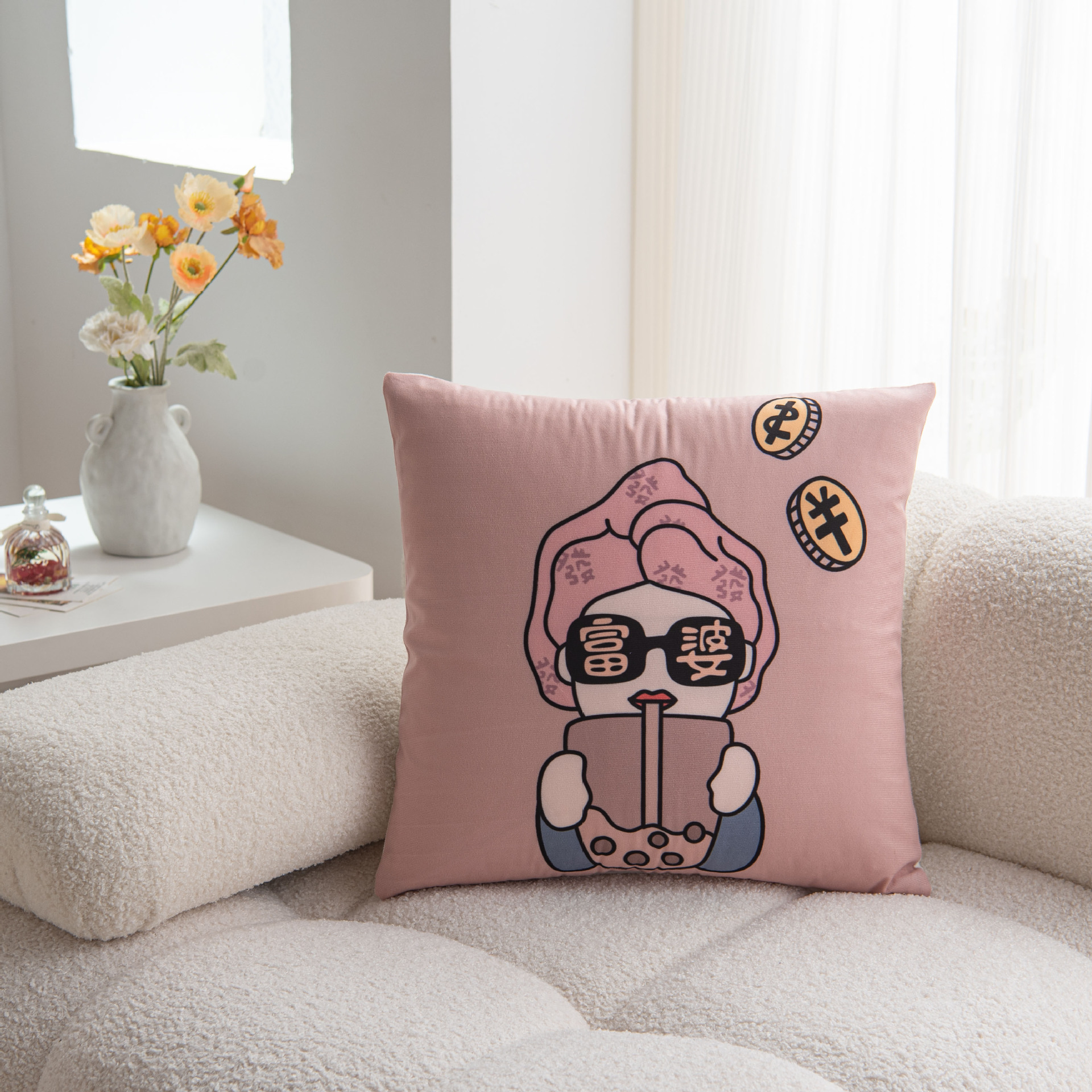 Cartoon Short Plush Pillow Dormitory Home Couch Pillow Hotel Car Printable Pattern Pillow Cushion Customization