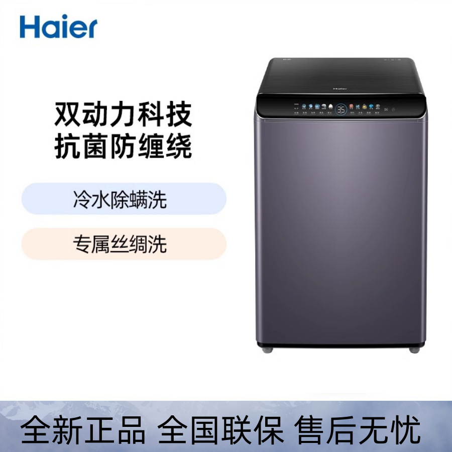 海尔10公斤xqs100-bz276双动力变频直驱波轮全自动洗衣机防缠绕