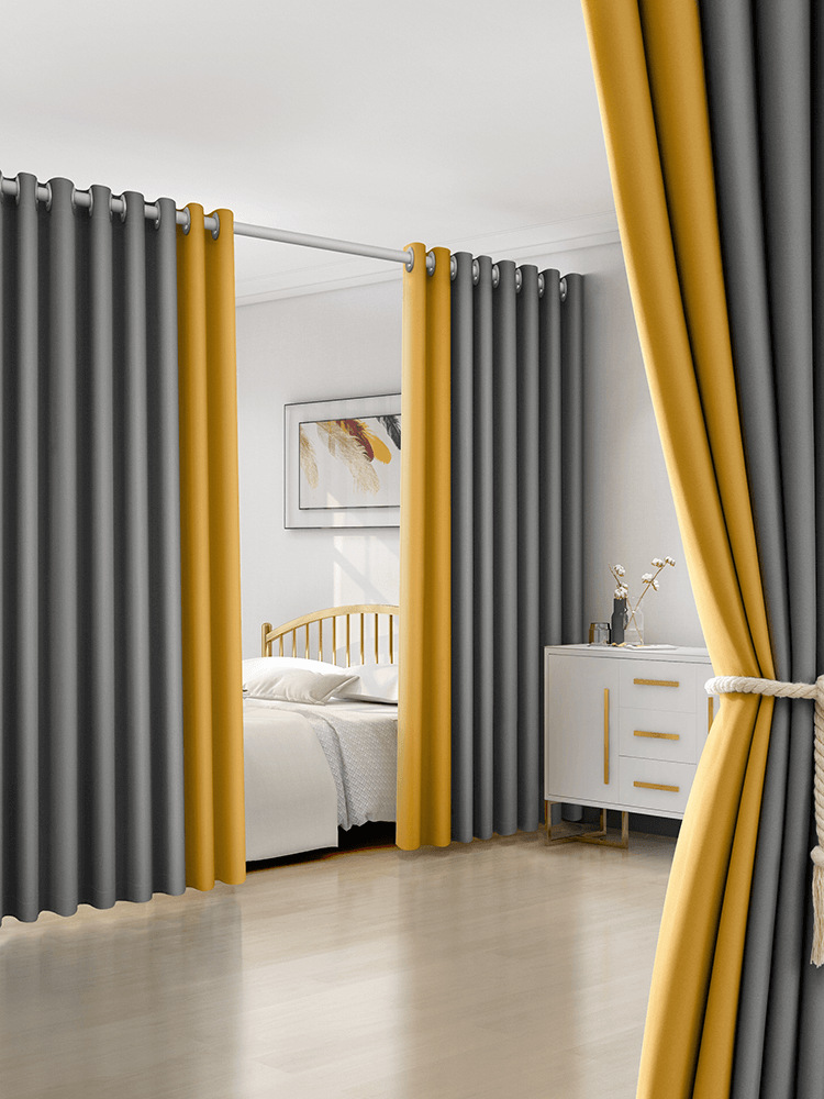 客厅隔断帘房间屏风可移动卧室出租房分间艺术遮床挡隔空调免打孔