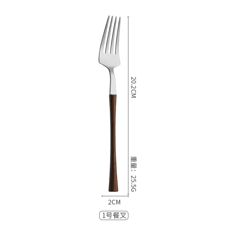 Imitation Wooden Handle Stainless Steel Knife, Fork and Spoon Western Creative Small Waist Stainless Steel Tableware Steak Knife, Fork and Spoon Suit