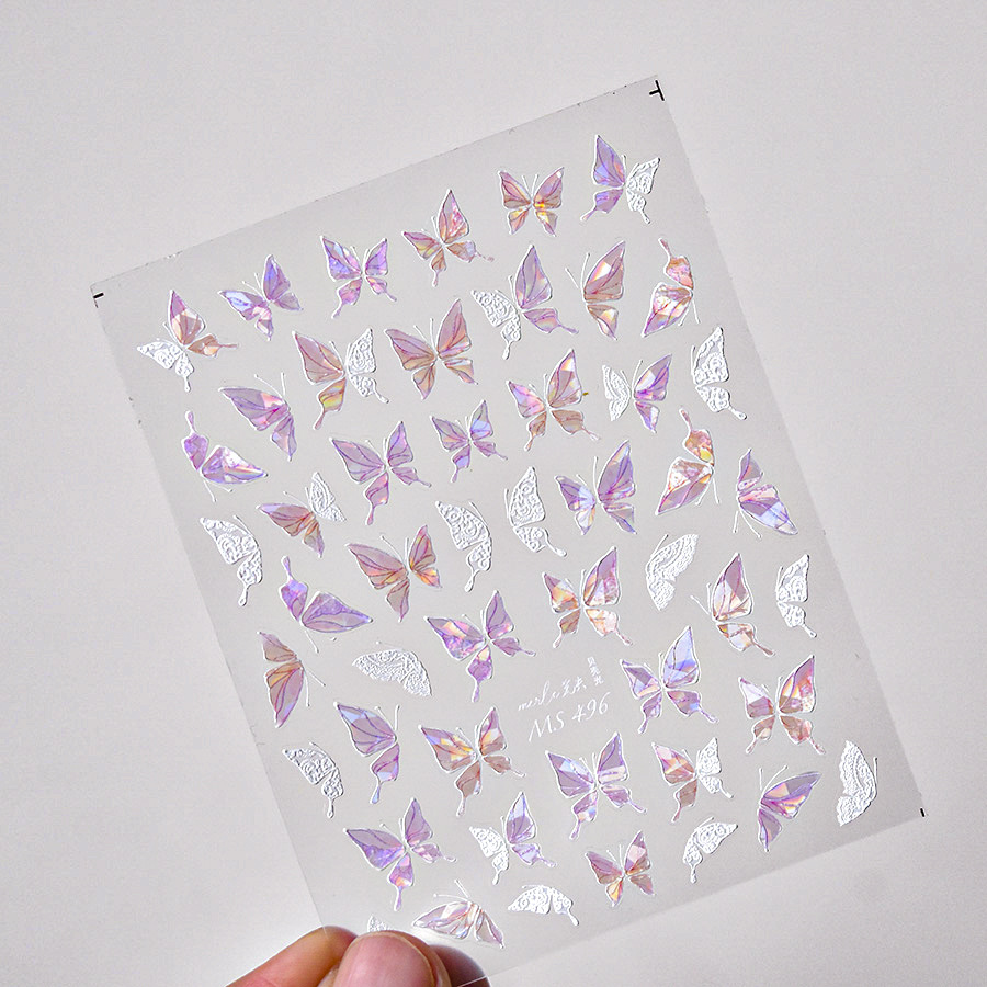 Tomoni Shell Light Nail Art Stickers No Loss Cooperation Japanese Nail Sticker Wholesale Pink Butterfly Ms496