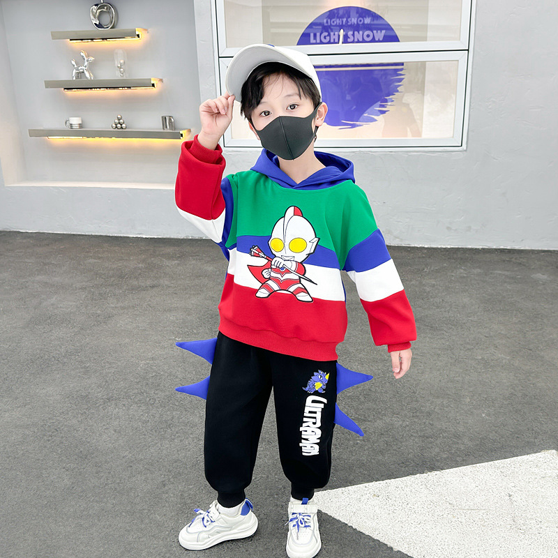 奥特曼衣服男童秋季套装24新款痞帅男孩奥特曼长袖卫衣秋款两件套