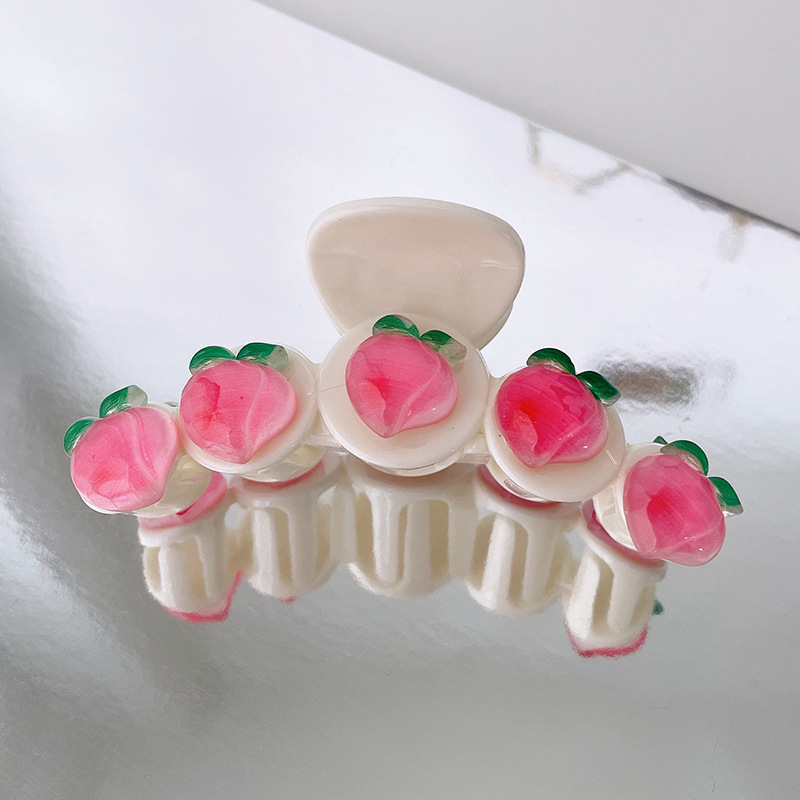 Fairy Peach Grip Korean Internet Celebrity Sweet Girl Updo Shark Clip Acrylic Pink Bear Barrettes