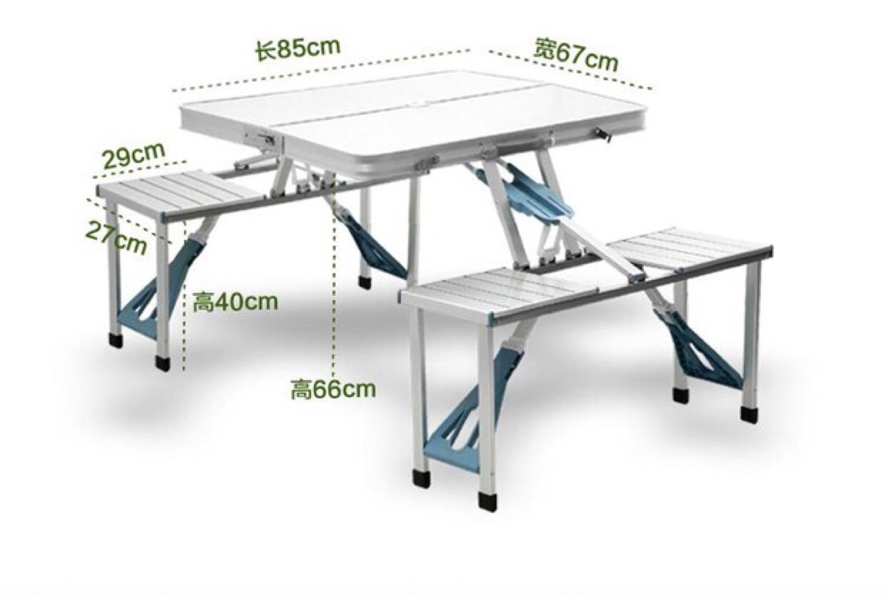 Outdoor conjoined tables and chairs