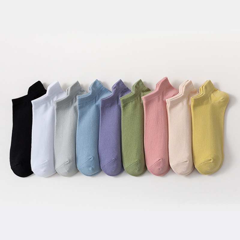 Small Ears Solid Color Socks Women's Summer Thin Simple Trendy Pure Cotton Tight Low Top Shallow Mouth Zhuji Socks Wholesale