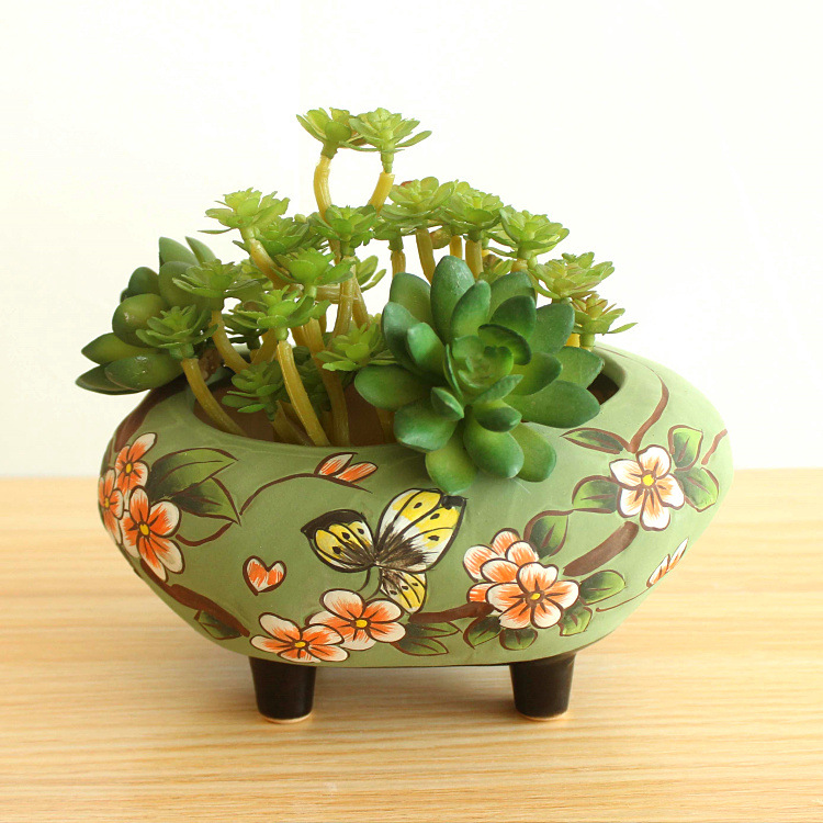 批发陶瓷多肉花盆 手绘多肉植物花盆 花盆了陶瓷6785