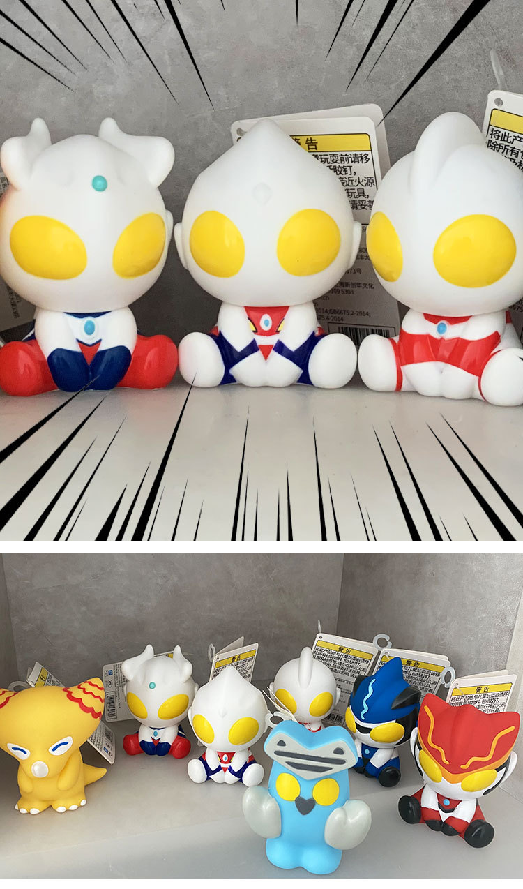 万代迷你奥特曼q版公仔摆件正版软胶迪迦赛罗泽塔卡通玩具发声