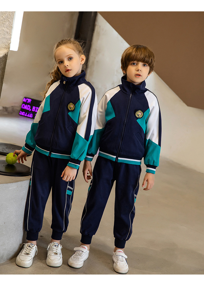 2021秋冬新款男女童学生运动套装儿童字母拉链衫新款校服厂家直销