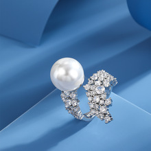 法式满钻小清新珍珠戒指女个性镶嵌锆石开口可调节指环百搭手饰