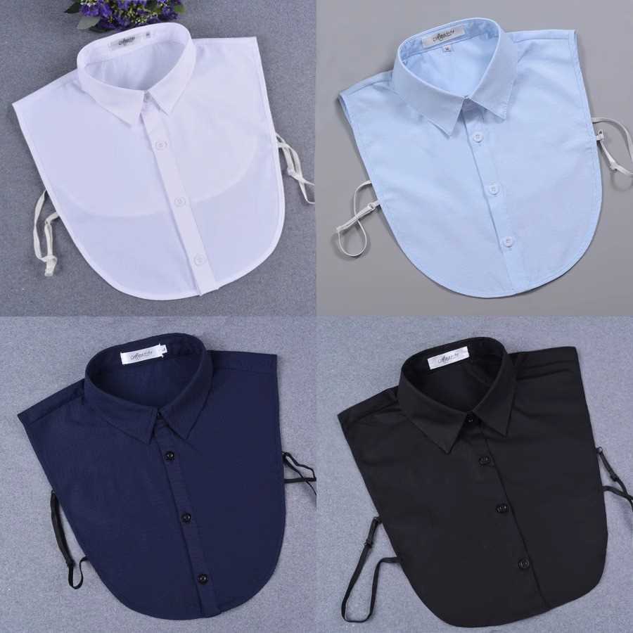 职业正装假领女秋冬装饰衬衫假衣领男配毛衣百搭黑白蓝纯色棉