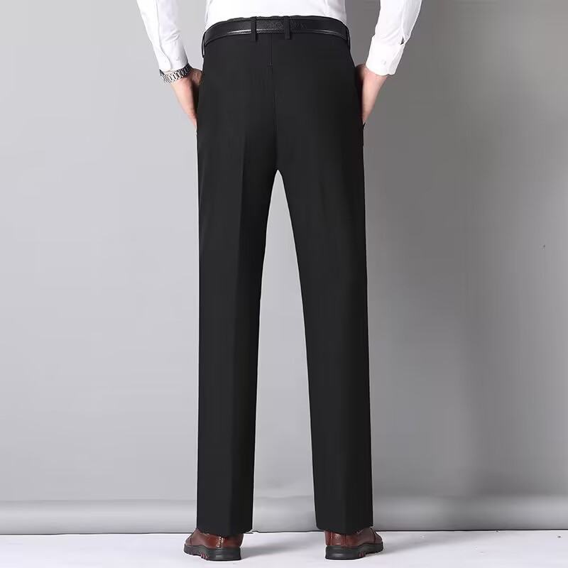 两兜西裤中老年外穿休闲长裤工装男士老年人宽松直筒长裤地摊跑量