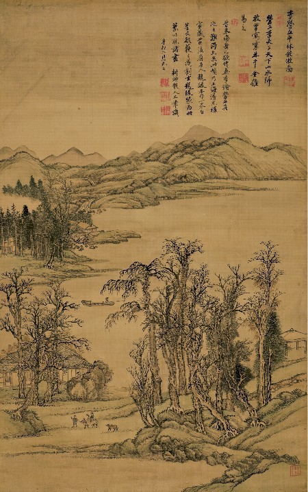 《夏五吟梅图》 清 王翬 名画 名人字画 60*90cm 包邮