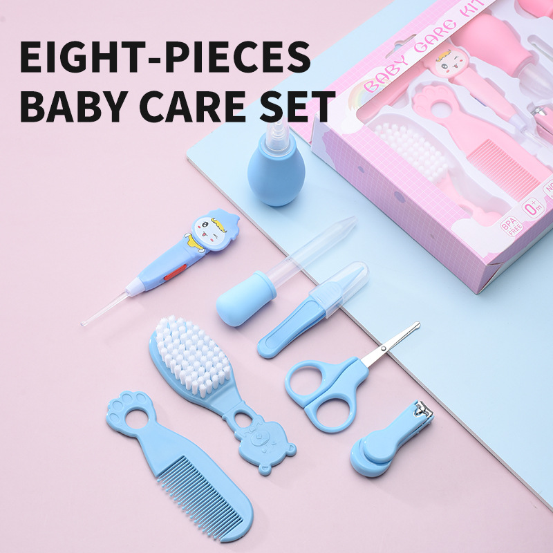 cross-border hot selling 8-piece comb brush combination set baby nail clipper set wholesale