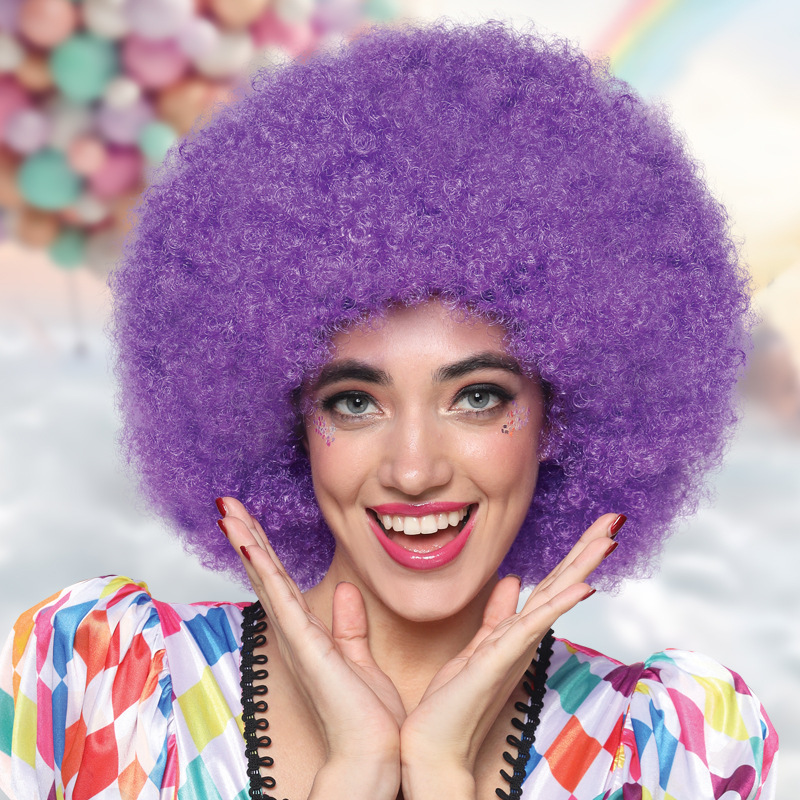 限量特价促销彩色烫卷小丑爆炸头假发化妆舞会装扮球迷发搞笑批发