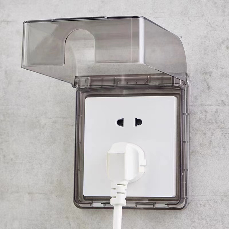 施耐德防水盒新品灰色透明防水盒家用浴室厨房户外86型户外防水盒