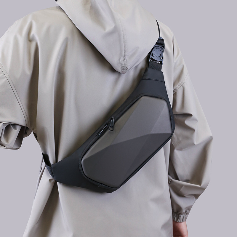 Men's Chest Bag Waist Bag Hard Shell Shoulder Chest Bag Waterproof Crossbody Chest Bag Commuter Small Backpack