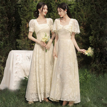 香槟色伴娘服2024新款春季姐妹团婚礼日常可穿小众高级感礼服裙女