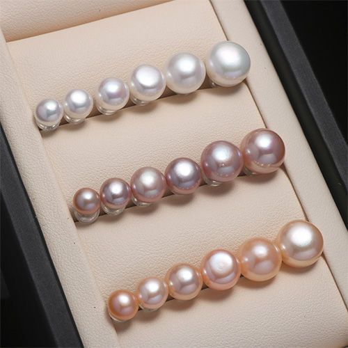 5a6a Natural Freshwater Pearl Ear Studs Sterling Silver Ornament Light Luxury Steamed Bread Earrings S925 Sterling Silver Advanced Wholesale Earrings