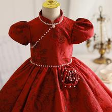 周岁礼服红色生日晚礼服公主连衣裙高级感主持人钢琴演出礼服女童