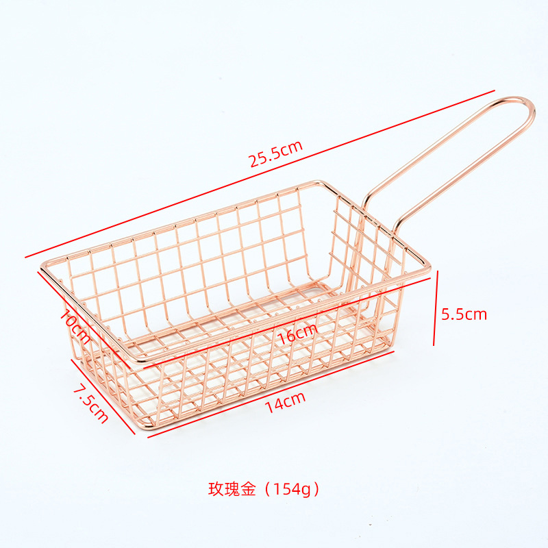 Factory Wholesale Rectangular Mini Frying Basket Chips Basket Small Frying Basket American Dessert Snack Basket Fried Chicken Frame