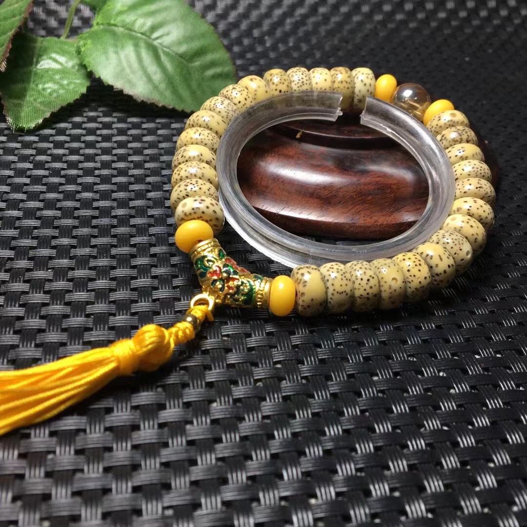 星月菩提手串原生态玉料5*10药片手链 老籽diy佛珠 原色高密菩提