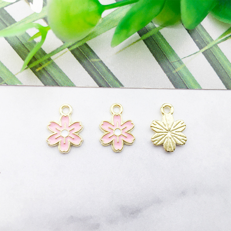 1 Alloy Oil-Spot Glaze Flowers Petals Ornament Accessories DIY Rubber Band Earrings Mobile Phone Charm Hanging Piece Pendant in Stock