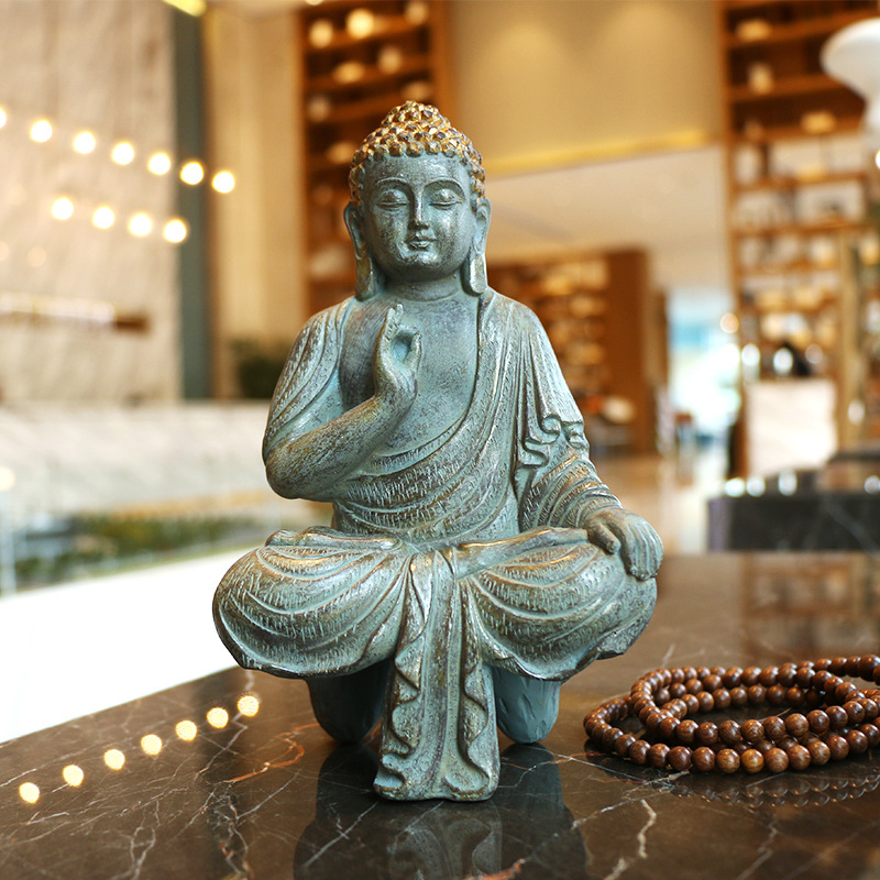 现代禅意树脂佛像摆件如来佛祖佛头家居玄关释迦牟尼招财景观摆件